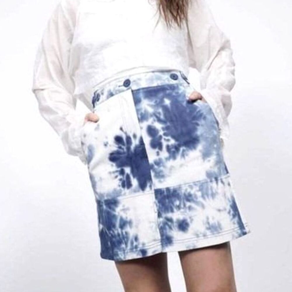 Wildfang The Essential Work Skirt Medium – Blue Tie Dye NWT